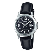 Casio Standard Analog LTP-V004L-1BUDF Black Dial Leather Strap Women's Watch