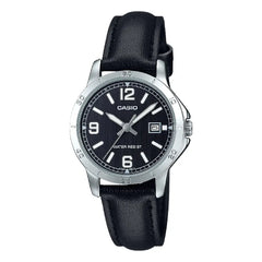 Casio Standard Analog LTP-V004L-1BUDF Black Dial Leather Strap Women's Watch