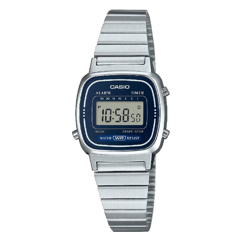 Casio Vintage Digital LA670WA-2DF Blue Dial Stainless Steel Women's Watch