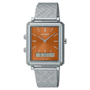Casio Collection Analog MTP-B205M-5EDF Orange Dial Stainless Steel Men's Watch