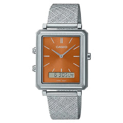 Casio Collection Analog MTP-B205M-5EDF Orange Dial Stainless Steel Men's Watch