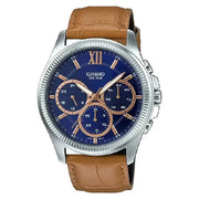 Casio Enticer MTP-E315L-2AVDF Multi-Function Analog Blue Dial Leather Strap Men's Watch