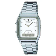 Casio Analog-Digital AQ-230A-7DMQ White Dial Stainless Steel Unisex Watch