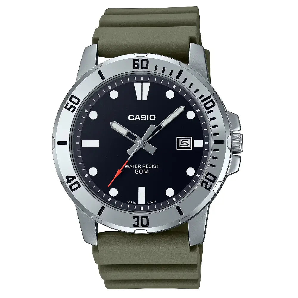 Casio Enticer Analog MTP-VD01-3EVUDF Black Dial Resin Strap Men's Watch