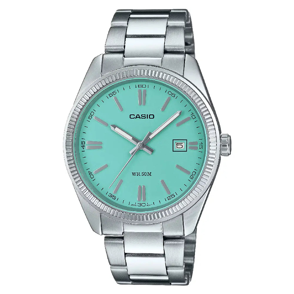 Casio Classic MTP-1302PD-2A2VEF Rare Analog Tiffany Dial Stainless Steel Men's Watch