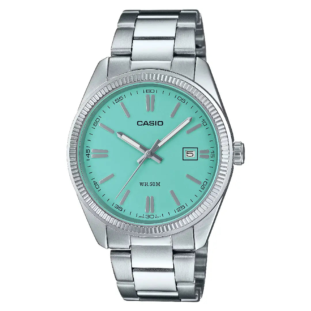 Casio Classic MTP-1302PD-2A2 "Rare" Analog Tiffany Dial Stainless Steel Men's Watch
