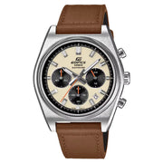 Casio Edifice EFB-730L-7AV Classic Sports Chronograph Cream Dial 40mm Leather Strap Men's Watch