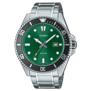 Casio Diver's MDV-107D-3A2VDF Analog Green Dial Stainless Steel Men's Watch