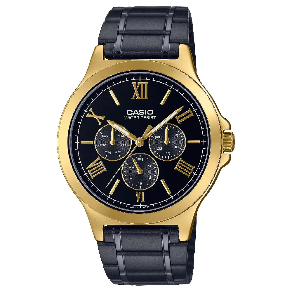 Casio Enticer MTP-V300GB-1AUDF Multi Hand Analog Black Dial Stainless Steel Men's Watch