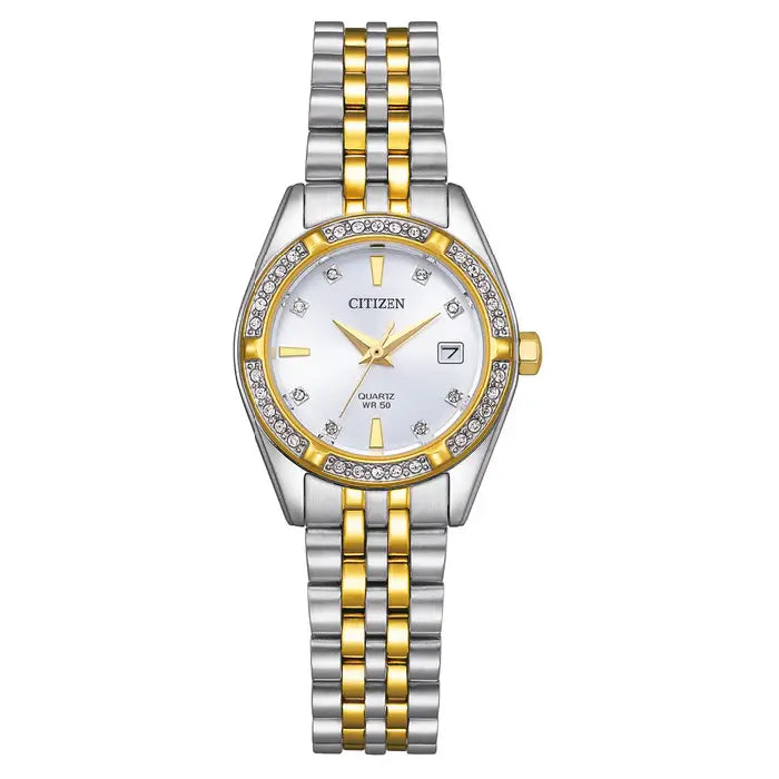 Citizen Quartz Crystal EU6066-59A White Dial 26mm Gold-Tone Stainless Steel Women's Watch