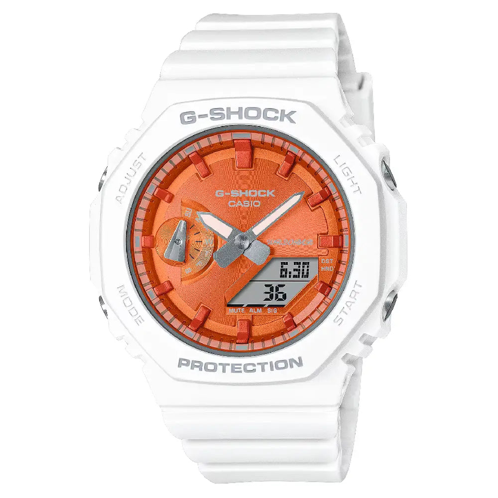 Casio G-Shock Seasonal Collection GMA-S2100WS-7A White / Metallic Orange Dial 42.9mm Resin Women's Watch