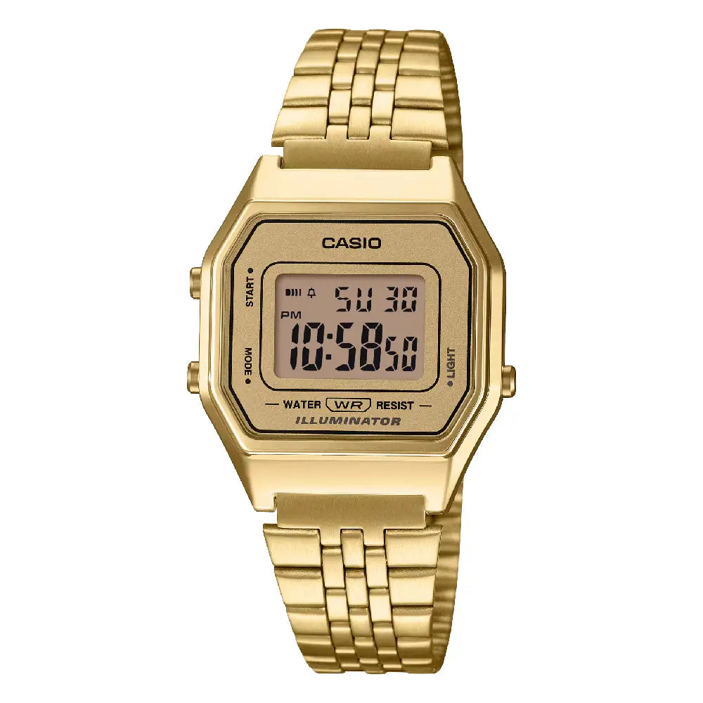 Casio Vintage Digital LA680WGA-9DF Gold Dial Stainless Steel Women's Watch