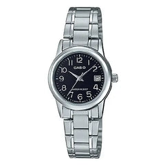 Casio Enticer Ladies Analog LTP-V002D-1BUDF Black Dial Stainless Steel Women's Watch