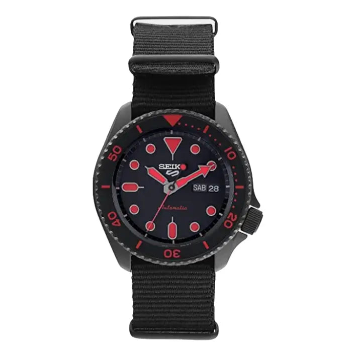 Seiko 5 Sports SRPD83K1 Automatic Black Dial 42.5mm Nylon Strap Men's Watch