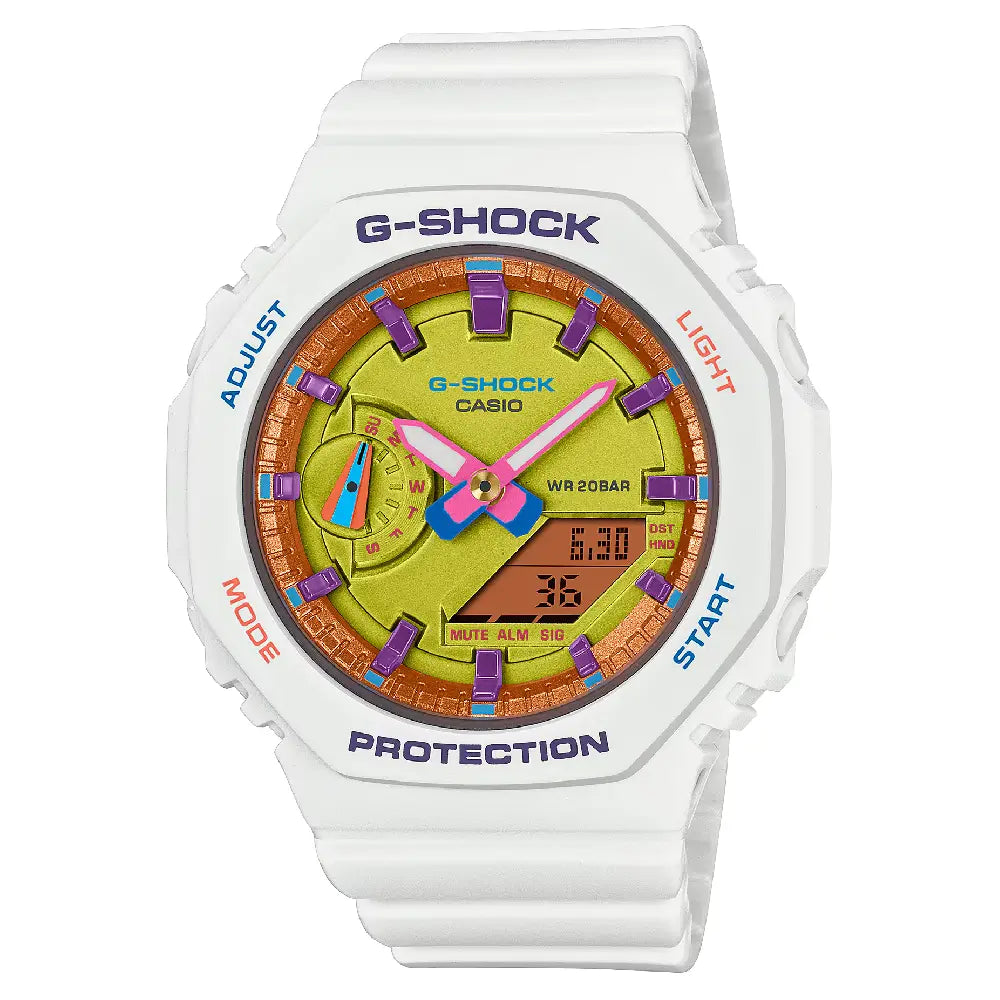 Casio G-Shock "Mini CasiOak" GMA-S2100BS-7A White Multi-Color Dial 42.9mm Resin Strap Watch