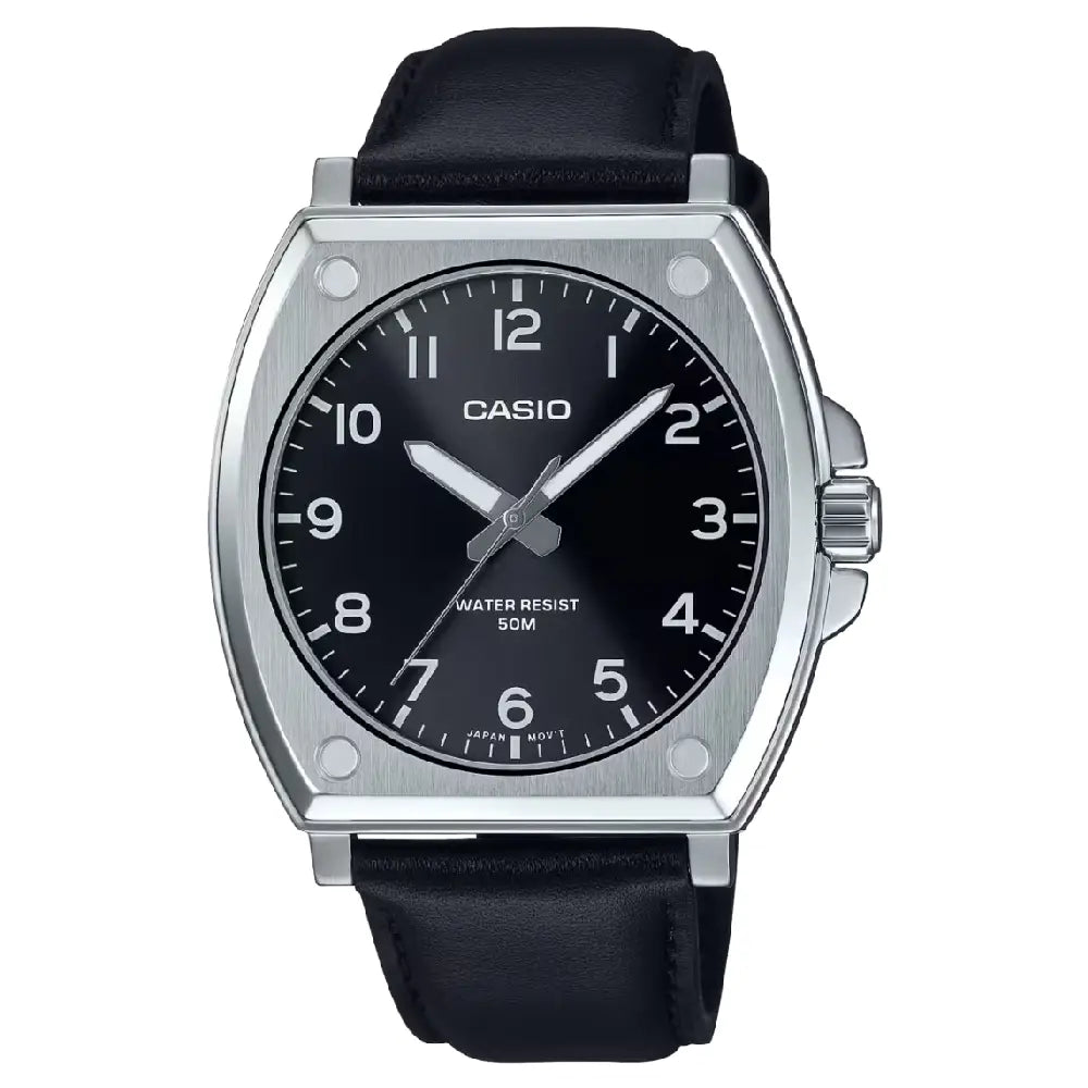 Casio Enticer Analog MTP-E730L-1AVDF Black Dial Leather Strap Men's Watch