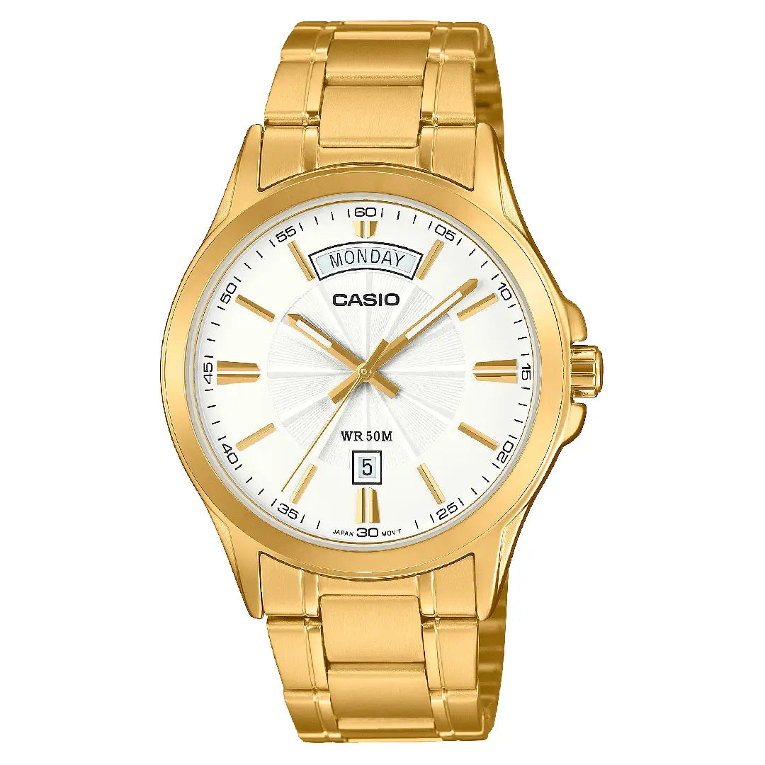 Casio Collection MTP-1381GD-7AVDF Analog White Dial Stainless Steel Men's Watch