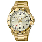Casio Enticer MTP-VD01G-9EVUDF Date Analog Gold Dial Stainless Steel Men's Watch