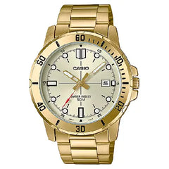 Casio Enticer MTP-VD01G-9EVUDF Date Analog Gold Dial Stainless Steel Men's Watch