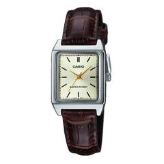 Casio Enticer Ladies Analog LTP-V007L-9EUDF Gold Dial Leather Strap Women's Watch
