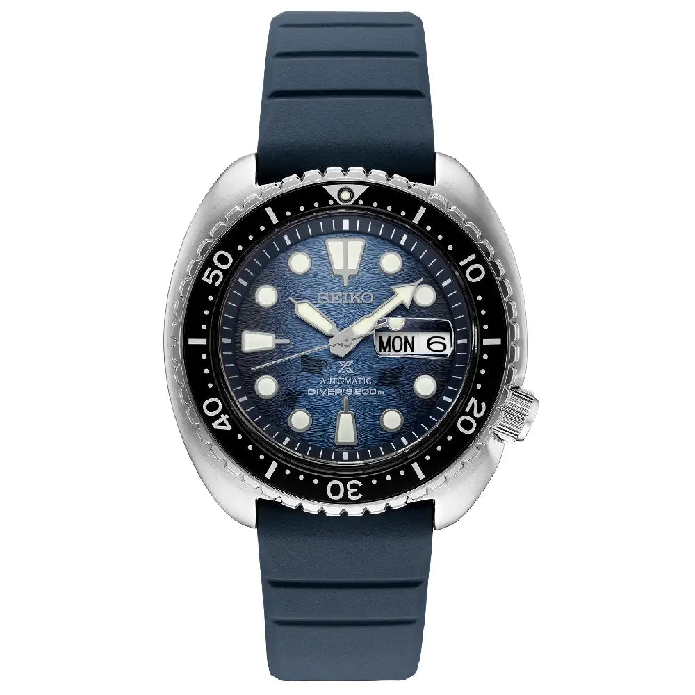 Seiko Prospex SRPF77K1 Automatic Diver "Save the Ocean" Special Edition Blue Dial Silicone Strap Men's Watch