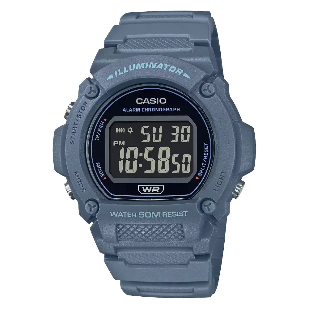 Casio Youth Digital W-219HC-2BVDF Blue Digital Dial Resin Strap Men's Watch
