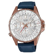 Casio Enticer MTP-SW320RL-7AVDF Multi-Hand Analog Silver Dial Leather Strap Men's Watch