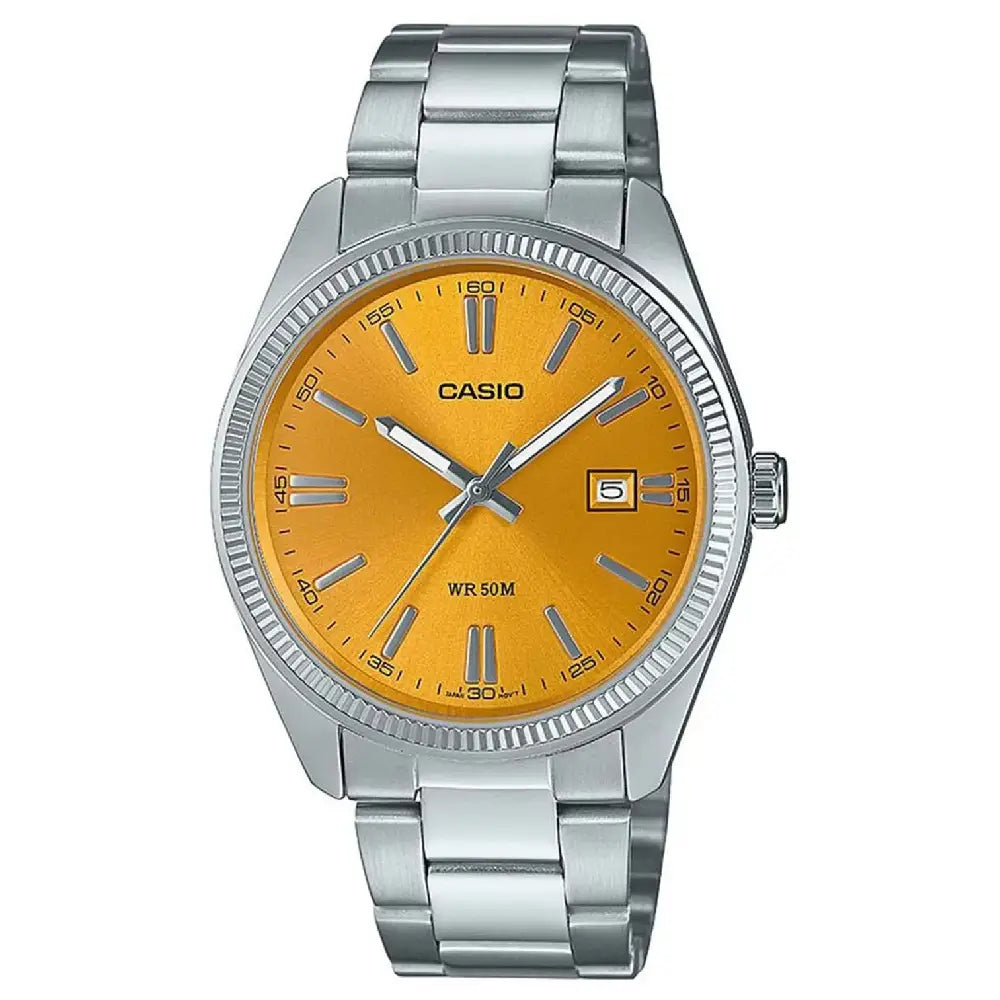 Casio Collection Analog MTP-1302PD-9AVEF Yellow Dial Stainless Steel Men's Watch