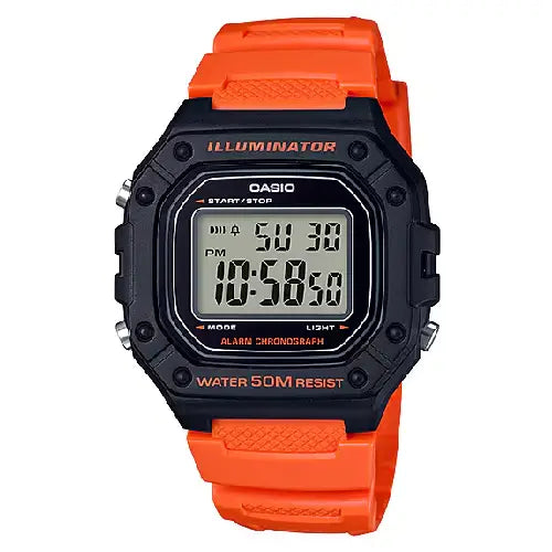 Casio Digital W-218H-4B2VDF Black Display Dial Resin Strap Men's Watch