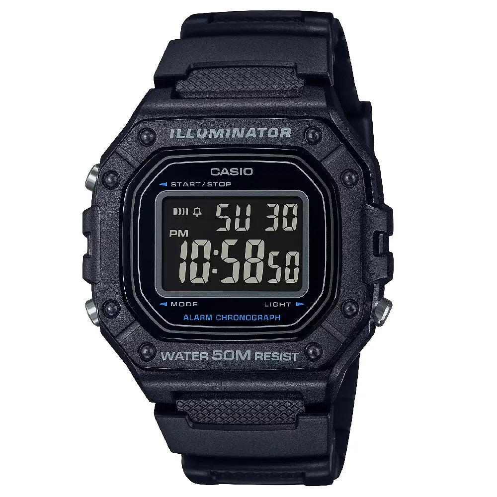 Casio Digital W-218H-1BVDF Black Display Dial Resin Strap Men's Watch