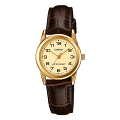 Casio Analog LTP-V001GL-9B Gold Leather Strap Women's Watch