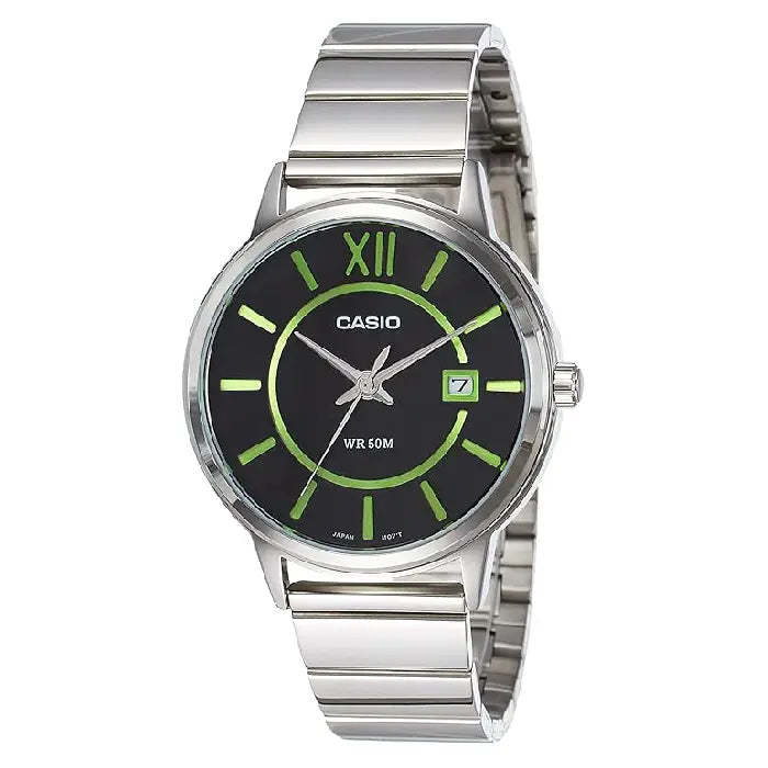 Casio Enticer MTP-E134D-1BVDF Date Analog Black Dial Stainless Steel Men's Watch