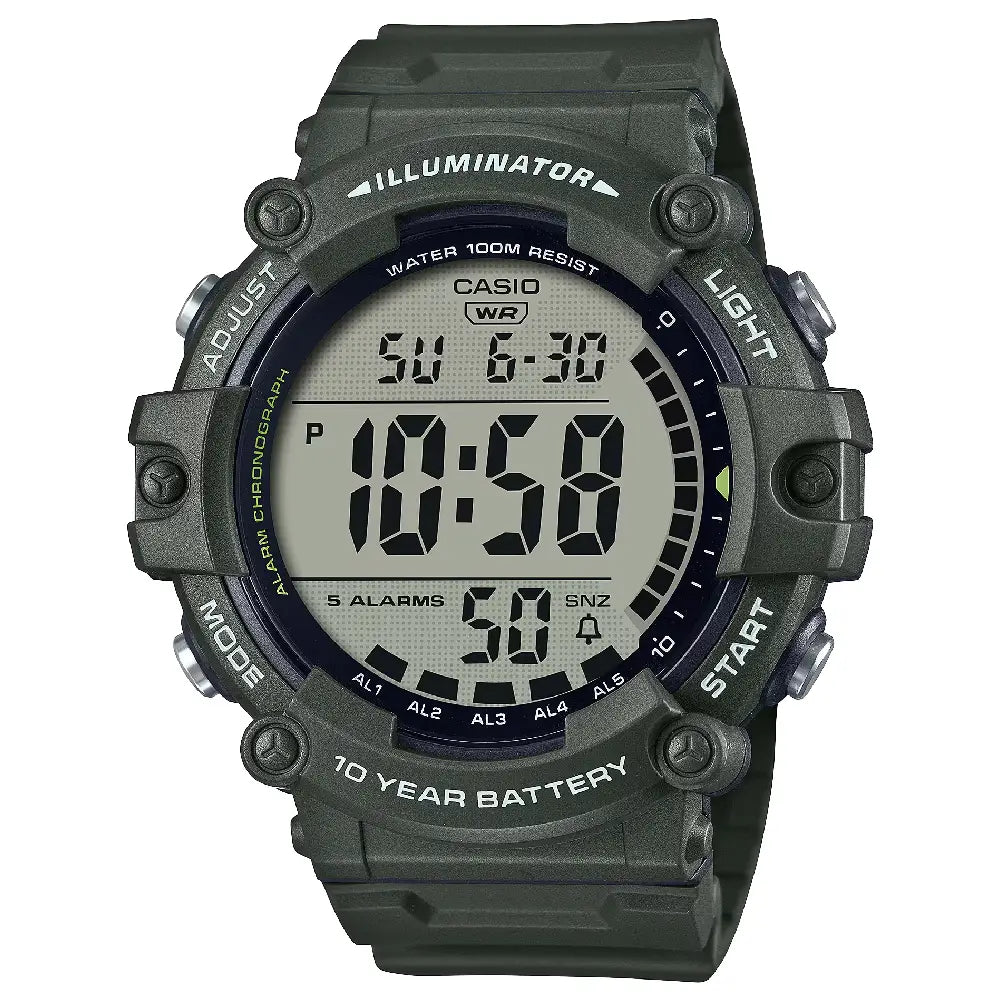 Casio Digital Wide Face AE-1500WHX-3AVDF Green Dial Resin Strap Men's Watch