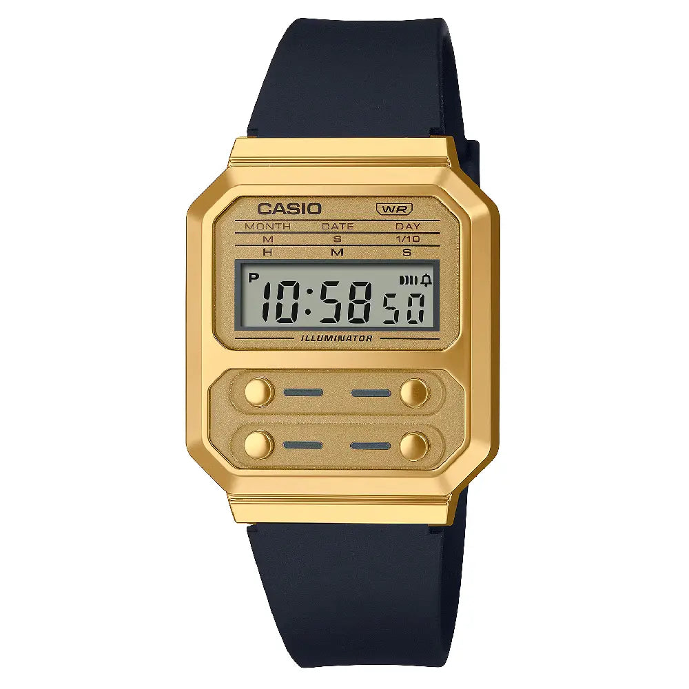 Casio Vintage Digital A100WEFG-9ADF Gold Dial Resin Strap Unisex Watch
