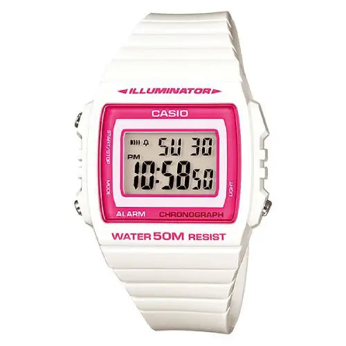 Casio Digital W-215H-7A2VDF Pink Display Dial Resin Strap Women's Watch