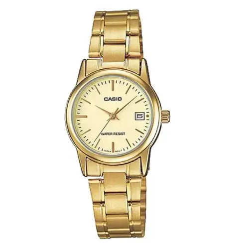 Casio Enticer Ladies Analog LTP-V002G-9AUDF Gold Dial Stainless Steel Women's Watch