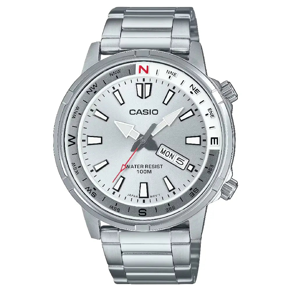 Casio Collection Analog MTD-130D-7AVDF Silver Dial Stainless Steel Men's Watch
