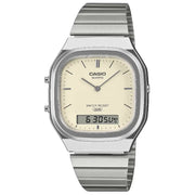 Casio Vintage Ana-Digi "Vintage Ana-Digi" 35.8mm AQ-240E-7A2DF Off-White Dial Stainless Steel Unisex Watch