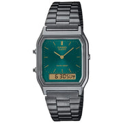 Casio Vintage Ana-Digi "Vintage Ana-Digi" 29.8mm AQ-230EGG-3A Dark Green Dial Grey Stainless Steel Unisex Watch