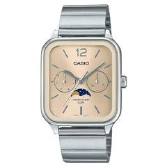 Casio Enticer MTP-M305D-9AVDF Multi-Hand Moon Phase Analog Beige Dial Stainless Steel Men's Watch