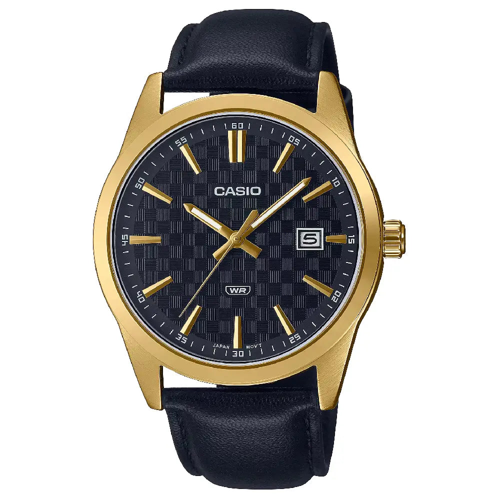 Casio Enticer MTP-VD03GL-1AUDF Date Analog Black Dial Leather Strap Men's Watch