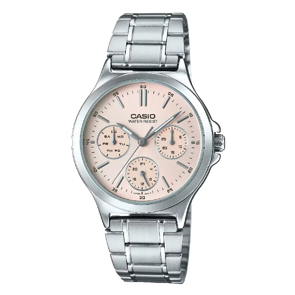Casio Enticer Ladies LTP-V300D-4AUDF Multi-hand Analog Pink Dial Stainless Steel Women's Watch