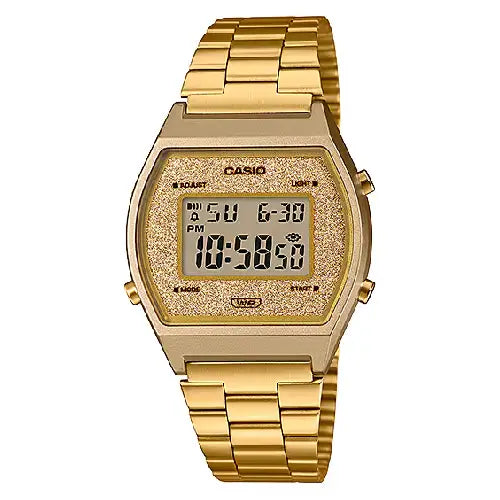 Casio Vintage Digital B640WGG-9DF Gold Dial Stainless Steel Unisex Watch