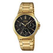 Casio Enticer Ladies LTP-V300G-1AUDF Multi-hand Analog Black Dial Stainless Steel Women's Watch