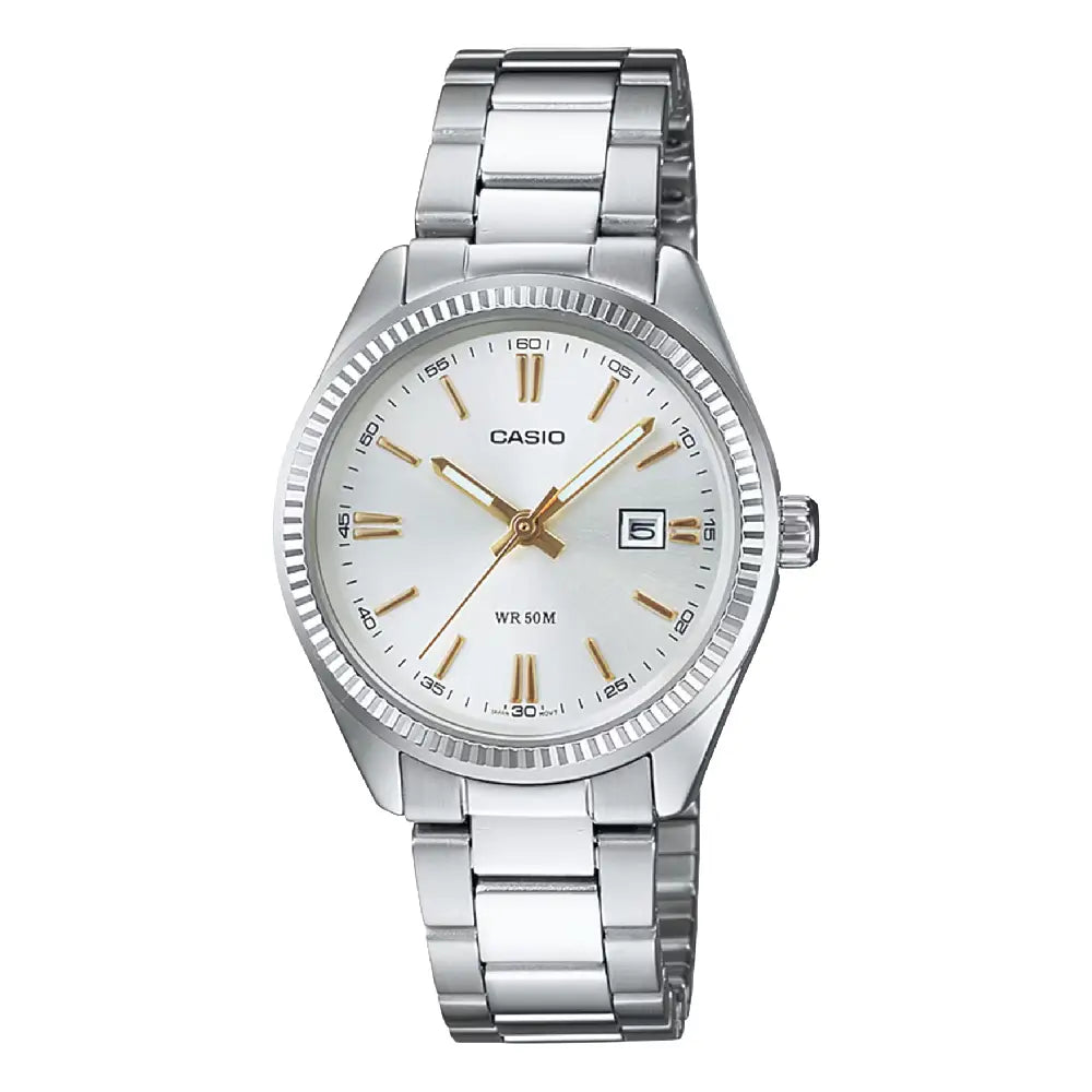 Casio Enticer Ladies Analog LTP-1302D-7A2VDF Silver Dial Stainless Steel Women's Watch