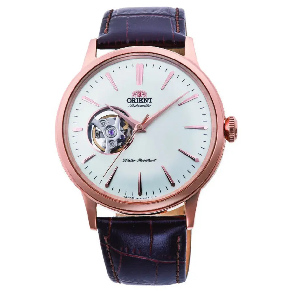 Orient Bambino RA-AG0001S open heart white dial 40.5mm leather strap mens watch