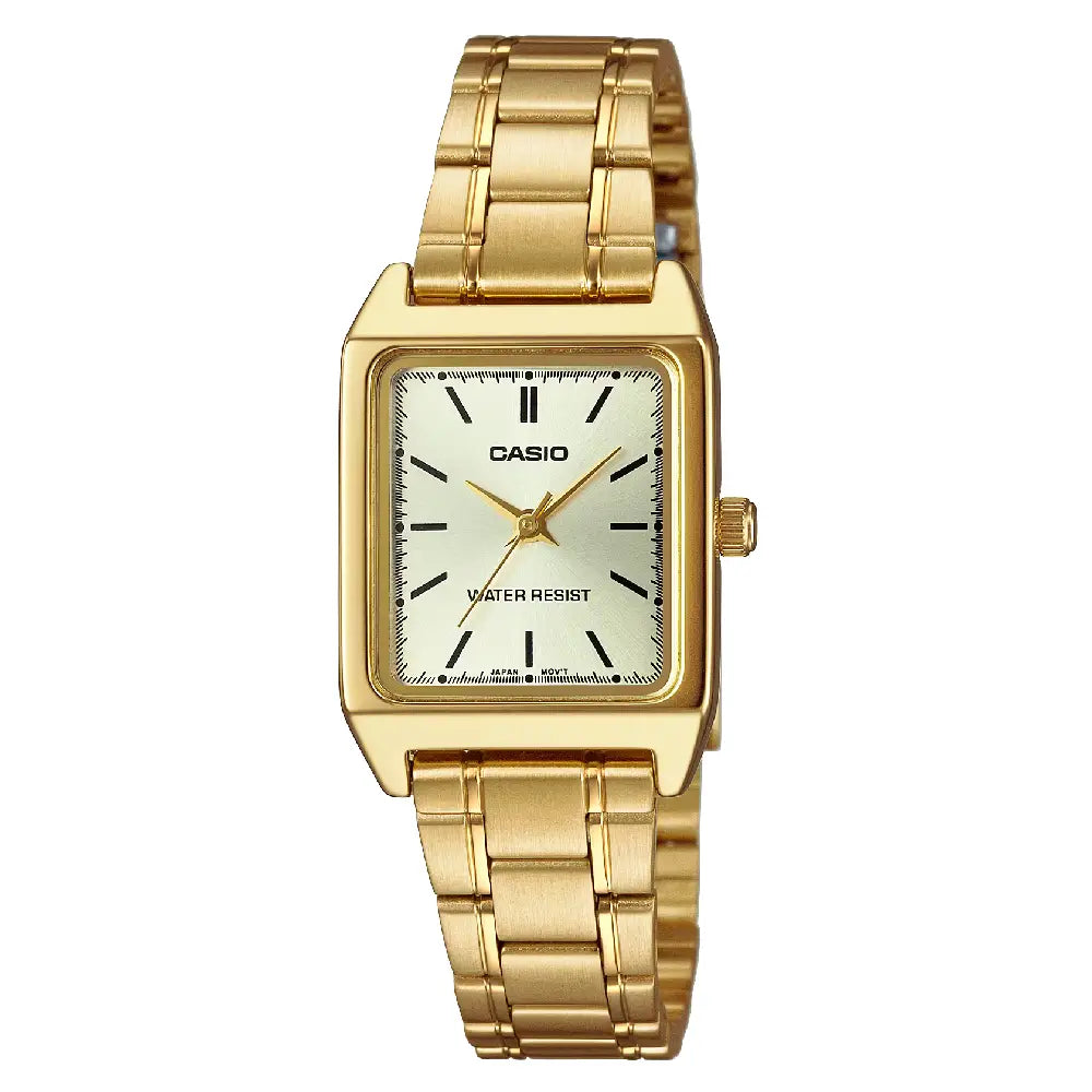 Casio Classic Analog Rectangular LTP-V007G-9EUDF Gold Dial 22mm Stainless Steel Women's Watch