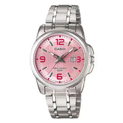 Casio Enticer Ladies Analog LTP-1314D-5AVDF Pink Dial Stainless Steel Women's Watch