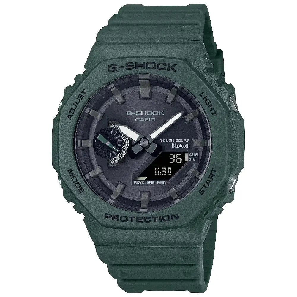 Casio G Shock GA B2100 3A green dial 45.4mm resin strap mens watch