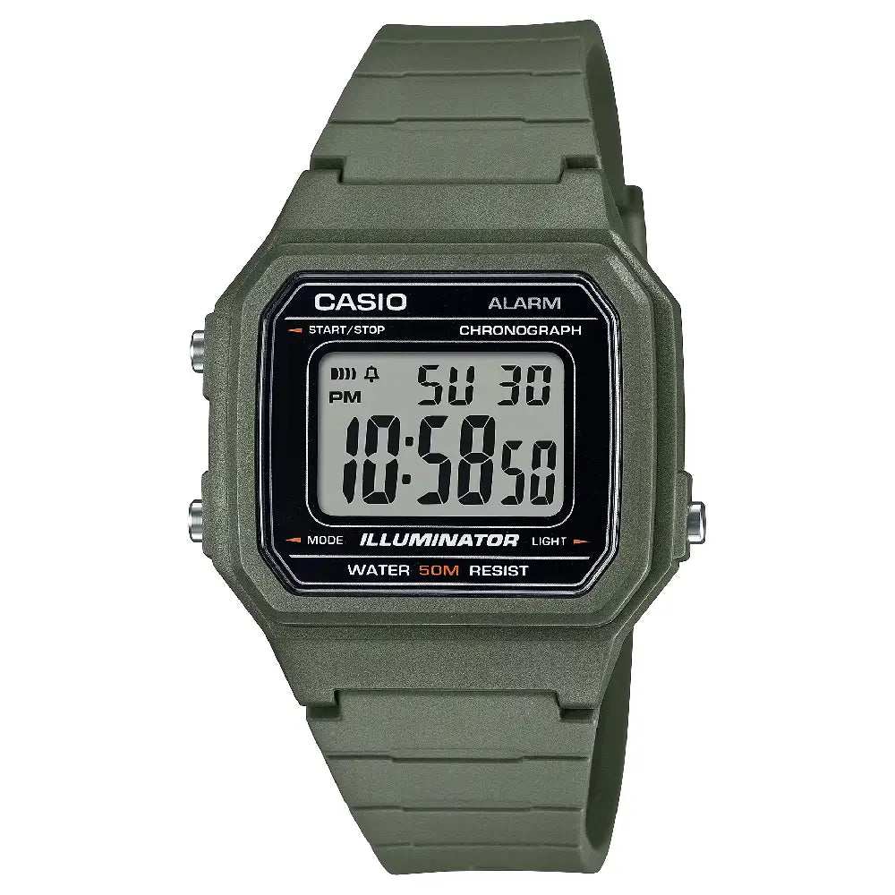Casio Digital W-217H-3AVDF Black Display Dial Resin Strap Men's Watch